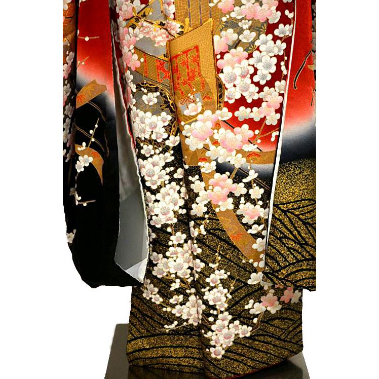 振袖 中古 着物 送料無料 最高級 新品同様 暈し染め 金彩 金駒シシュウ