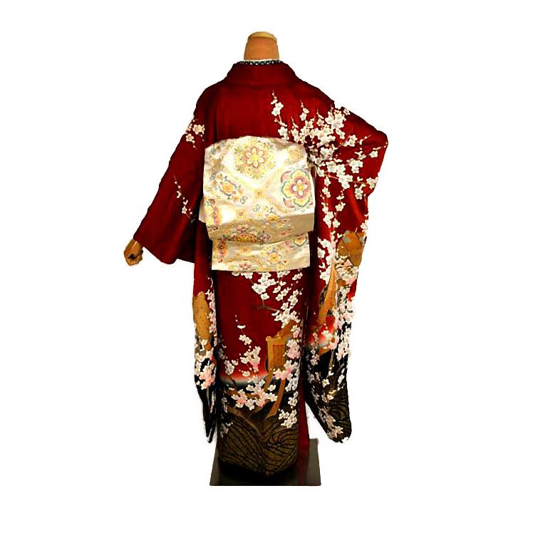 振袖 中古 着物 送料無料 最高級 新品同様 暈し染め 金彩 金駒シシュウ