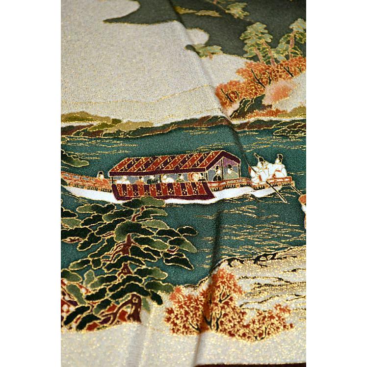 黒留袖 中古 着物 送料無料 最高峰 新品同様 京友禅作家・松尾光琳 本金箔 三船祭 比翼付き 身丈164cm 裄66cm 正絹 結婚式_12