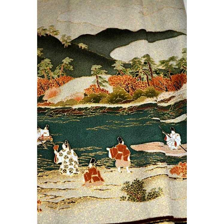 黒留袖 中古 着物 送料無料 最高峰 新品同様 京友禅作家・松尾光琳 本金箔 三船祭 比翼付き 身丈164cm 裄66cm 正絹 結婚式_13