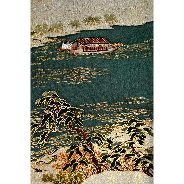 黒留袖 中古 着物 送料無料 最高峰 新品同様 京友禅作家・松尾光琳 本金箔 三船祭 比翼付き 身丈164cm 裄66cm 正絹 結婚式_16