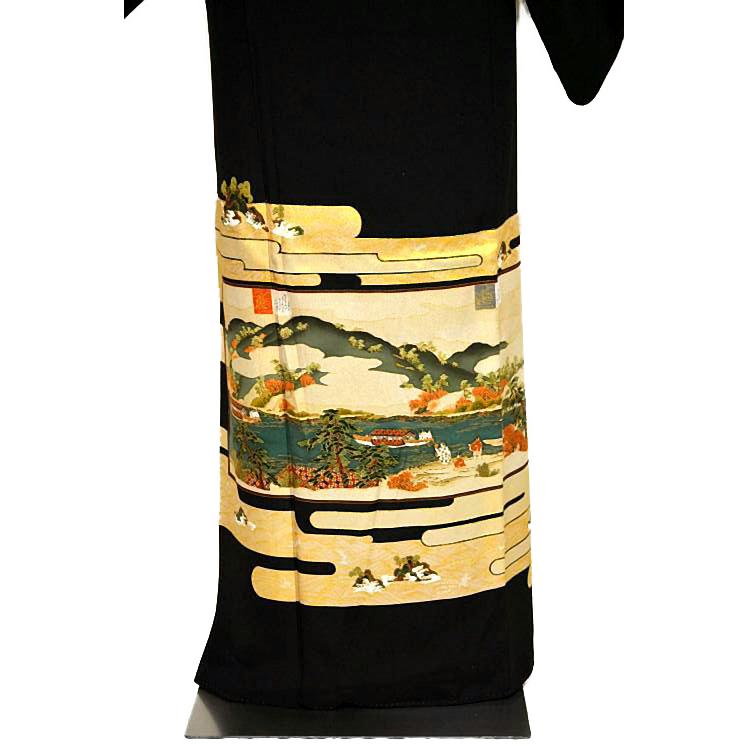 黒留袖 中古 着物 送料無料 最高峰 新品同様 京友禅作家・松尾光琳 本金箔 三船祭 比翼付き 身丈164cm 裄66cm 正絹 結婚式_2