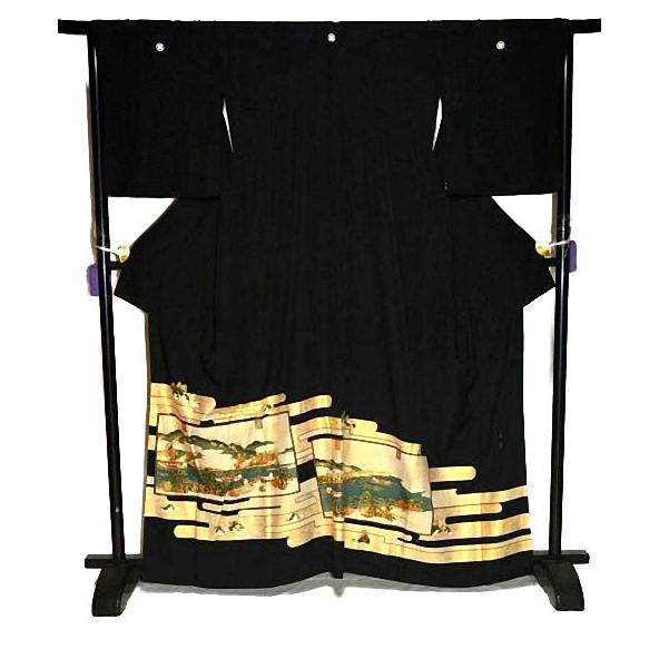 黒留袖 中古 着物 送料無料 最高峰 新品同様 京友禅作家・松尾光琳 本金箔 三船祭 比翼付き 身丈164cm 裄66cm 正絹 結婚式_5
