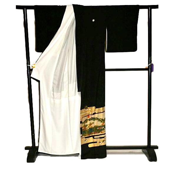 黒留袖 中古 着物 送料無料 最高峰 新品同様 京友禅作家・松尾光琳 本金箔 三船祭 比翼付き 身丈164cm 裄66cm 正絹 結婚式_6