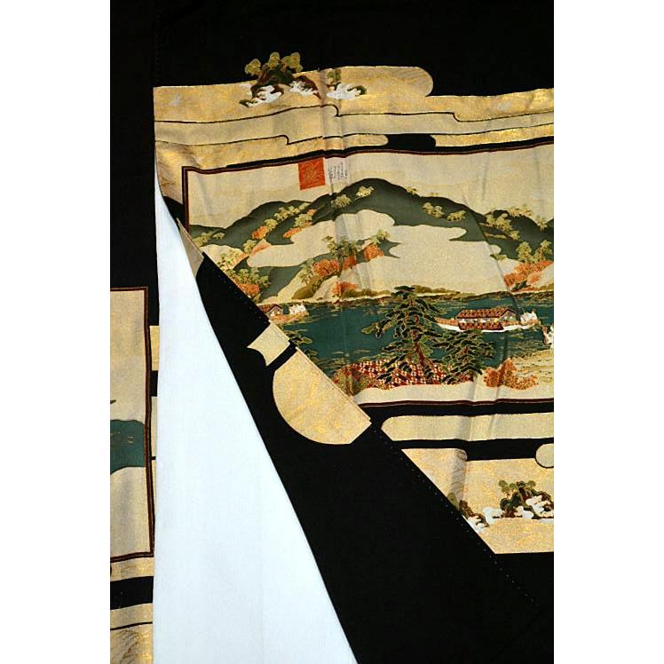 黒留袖 中古 着物 送料無料 最高峰 新品同様 京友禅作家・松尾光琳 本金箔 三船祭 比翼付き 身丈164cm 裄66cm 正絹 結婚式_8