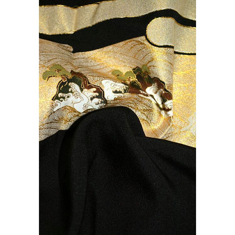 黒留袖 中古 着物 送料無料 最高峰 新品同様 京友禅作家・松尾光琳 本金箔 三船祭 比翼付き 身丈164cm 裄66cm 正絹 結婚式_9