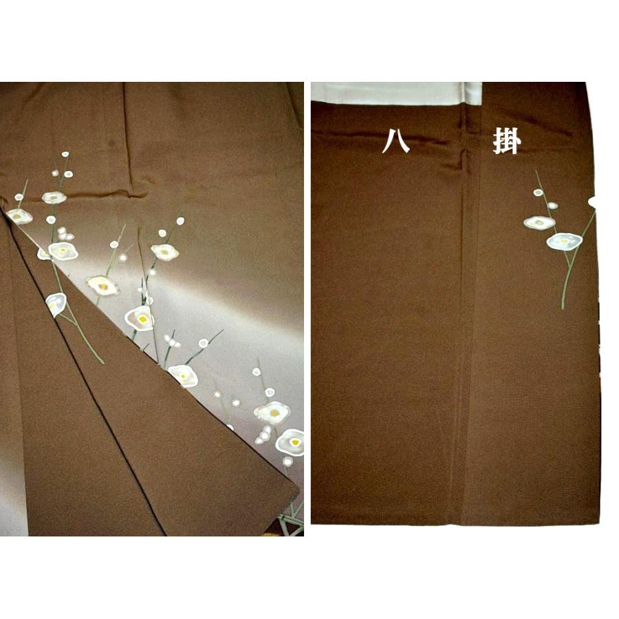 色留袖 中古 送料無料 最高級 未使用品 染色作家・安達華生 暈し染め 金彩 籬光琳椿 花柄 1つ紋 身丈155.5ｃｍ 裄丈65.5ｃm 正絹 結婚式_8