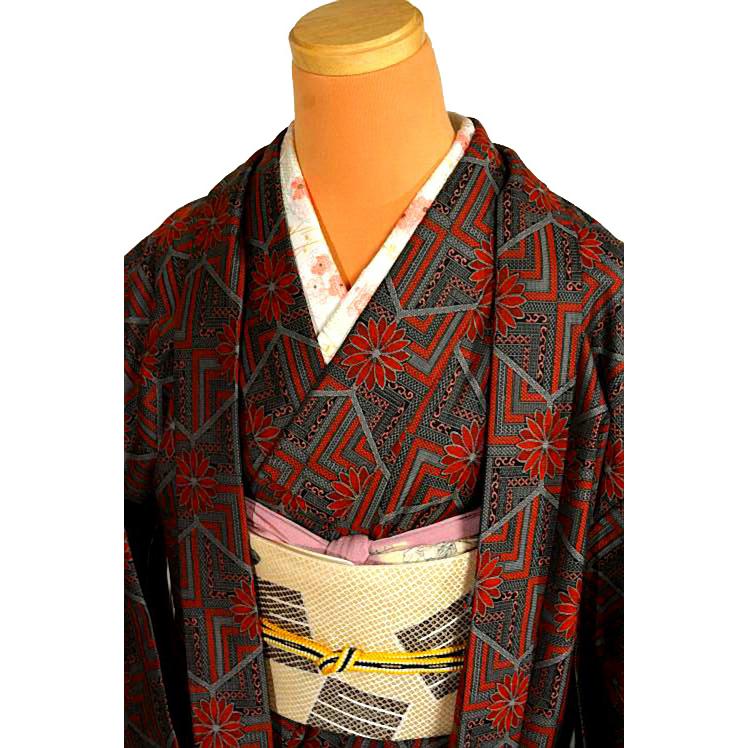 正絹 大島紬 龍郷柄 道行きアンサンブル バチ衿 袷 【公式通販】