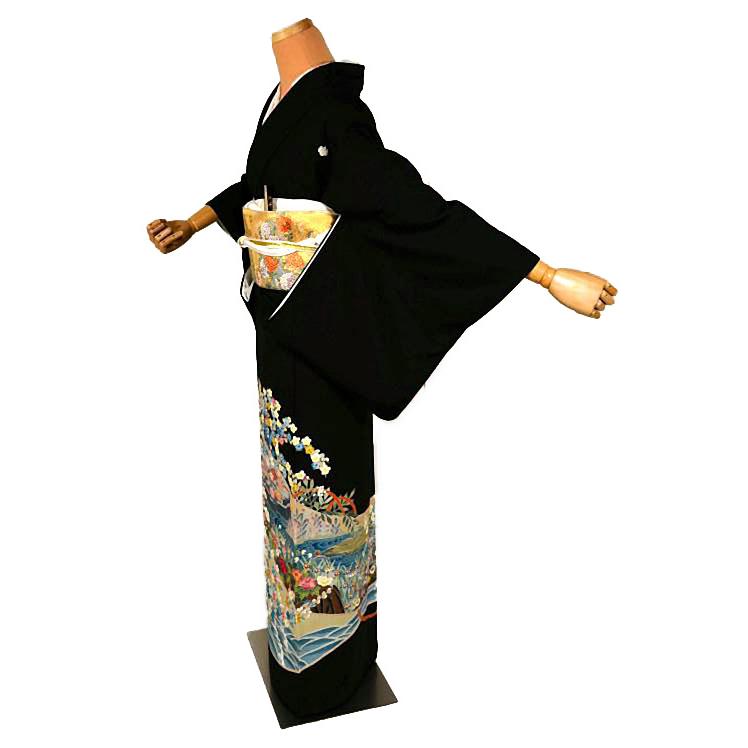 黒留袖 中古 着物 送料無料 最高峰 美品 本場加賀友禅作家 藤島信二