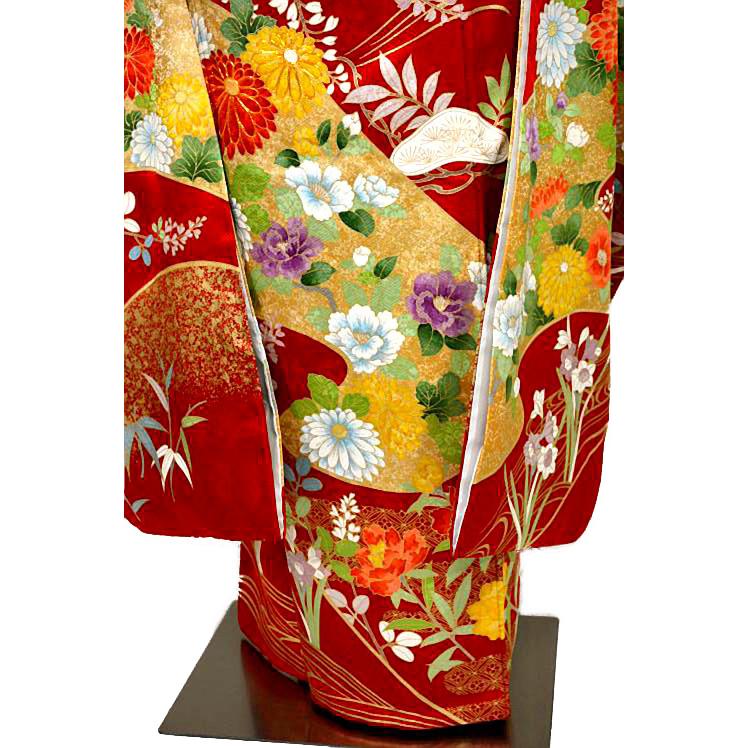 振袖 中古 着物 送料無料 最高峰 新品同様 金彩 本金箔 金駒シシュウ 