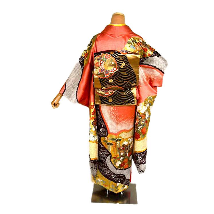 振袖 中古 着物 送料無料 最高級 新品同様 金駒シシュウ 金彩 本金箔