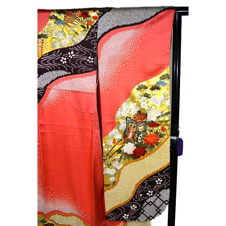 振袖 中古 着物 送料無料 最高級 新品同様 金駒シシュウ 金彩 本金箔