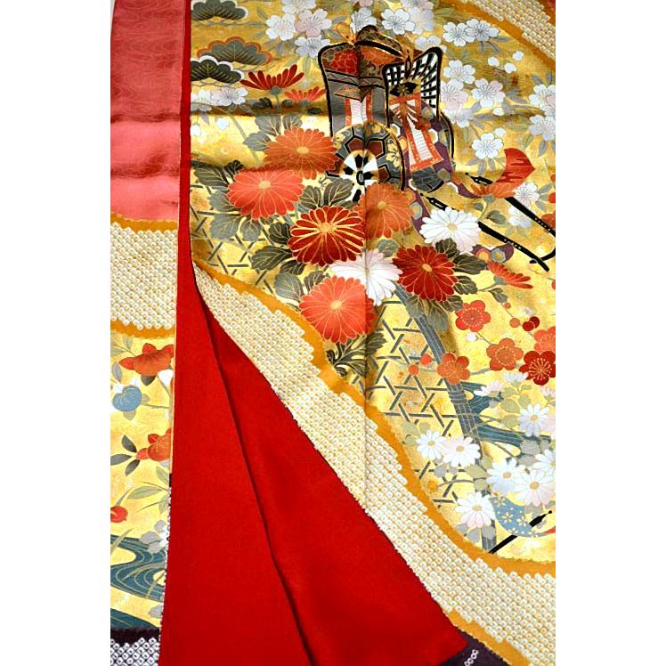 振袖 中古 着物 送料無料 最高級 新品同様 金駒シシュウ 金彩 本金箔