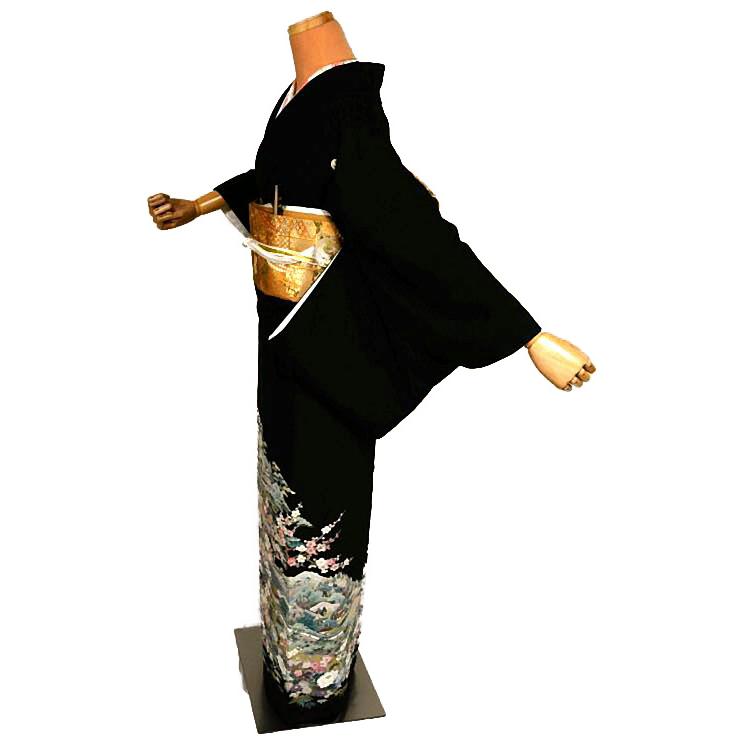 黒留袖 中古 着物 送料無料 最高峰 本場加賀友禅作家 佐藤潤 弘前城