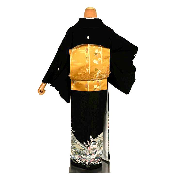 黒留袖 中古 着物 送料無料 最高峰 本場加賀友禅作家 佐藤潤 弘前城