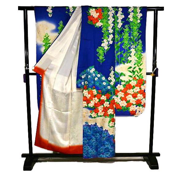 振袖 長襦袢セット 送料無料 最高級 美品 暈し染め 金彩 金箔 金駒シシュウ 観世水 花柄 身丈156.5ｃｍ 裄丈63ｃｍ 正絹 成人式_6