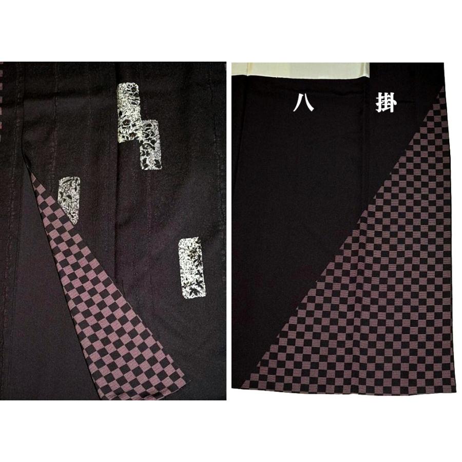 付下げ 中古 着物 送料無料 最高級 新品同様 作家物 金彩 短冊 草花文 花柄 市松文様 身丈160.5ｃｍ 裄丈64.5ｃｍ 正絹_9