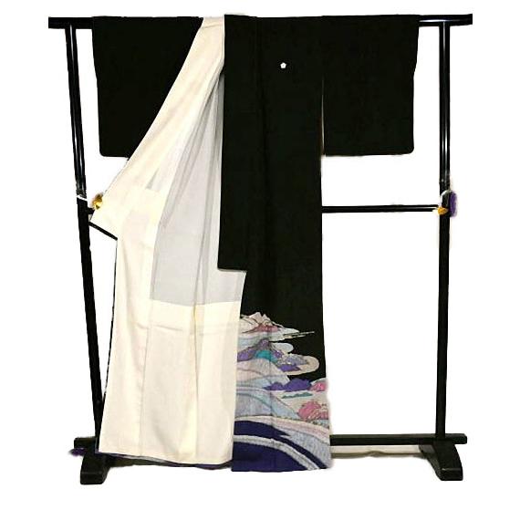黒留袖 中古 着物 送料無料 最高峰 新品同様 京友禅 蝋彩染作家 中嶋