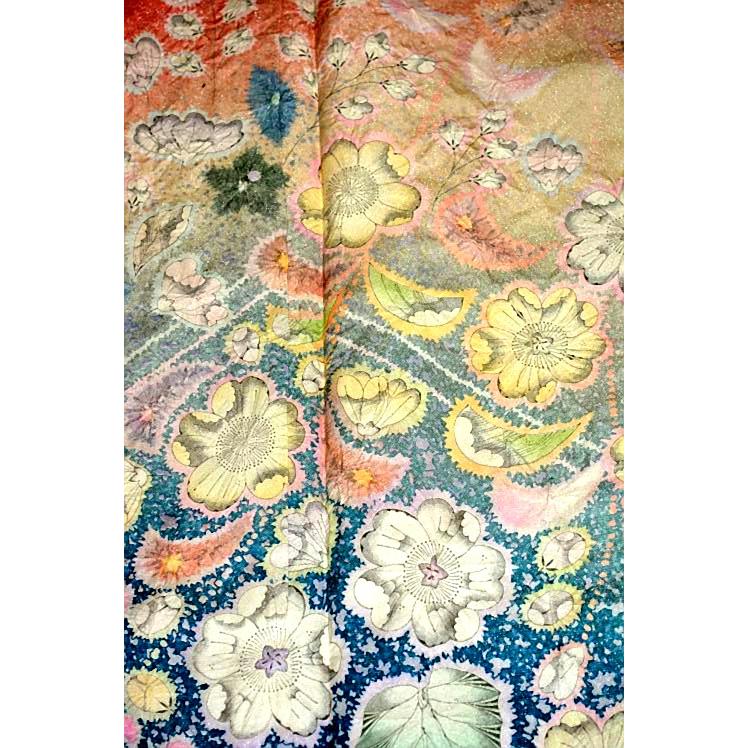 振袖 中古 着物 送料無料 最高峰 新品同様 暈し染め 辻が花 花柄 絞り