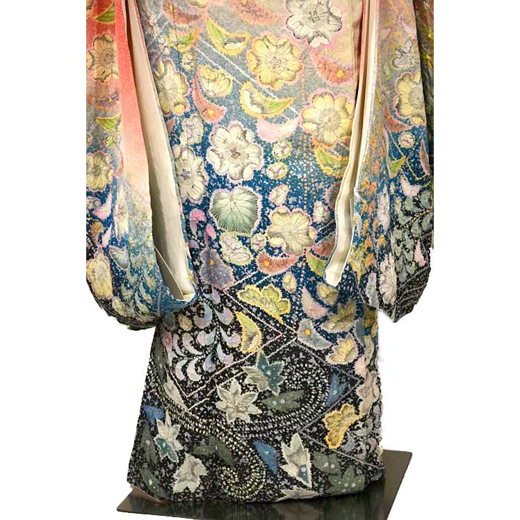 振袖 中古 着物 送料無料 最高峰 新品同様 暈し染め 辻が花 花柄 絞り