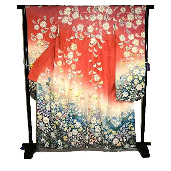 振袖 中古 着物 送料無料 最高峰 新品同様 暈し染め 辻が花 花柄 絞り