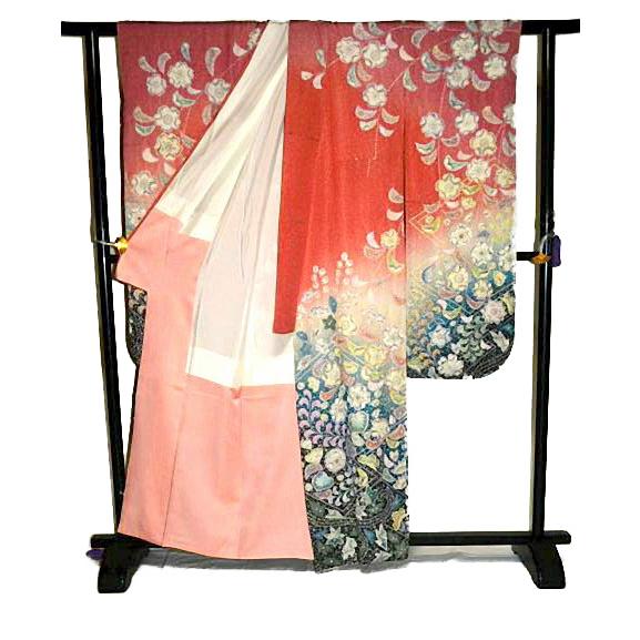 振袖 中古 着物 送料無料 最高峰 新品同様 暈し染め 辻が花 花柄 絞り