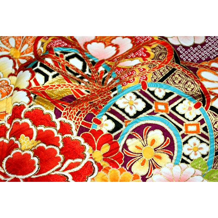 振袖 中古 着物 送料無料 最高峰 新品同様 金彩 金駒シシュウ 鼓 吉祥 