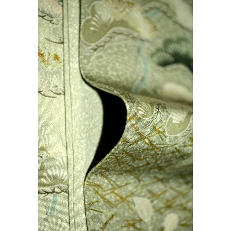 訪問着 中古 着物 送料無料 最高級 美品 作家物 暈し染め 金彩 たたき染め 庭園模様 花柄 身丈155.5ｃｍ 裄丈62.5ｃｍ 正絹 フォーマル_11