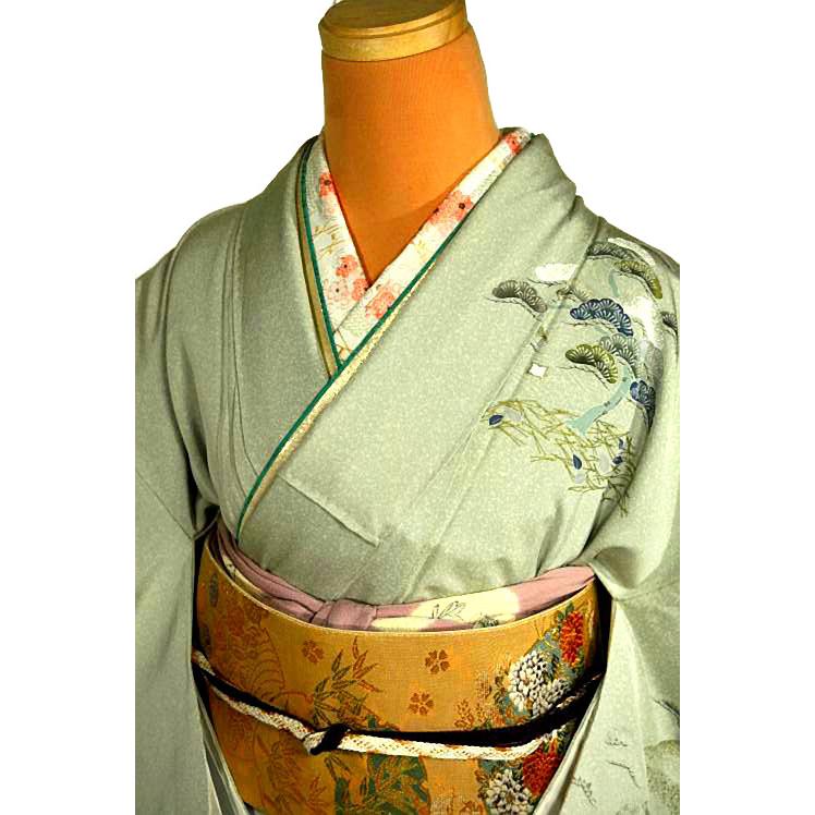 訪問着 中古 着物 送料無料 最高級 美品 作家物 暈し染め 金彩 たたき染め 庭園模様 花柄 身丈155.5ｃｍ 裄丈62.5ｃｍ 正絹 フォーマル_1
