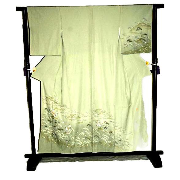 訪問着 中古 着物 送料無料 最高級 美品 作家物 暈し染め 金彩 たたき染め 庭園模様 花柄 身丈155.5ｃｍ 裄丈62.5ｃｍ 正絹 フォーマル_5