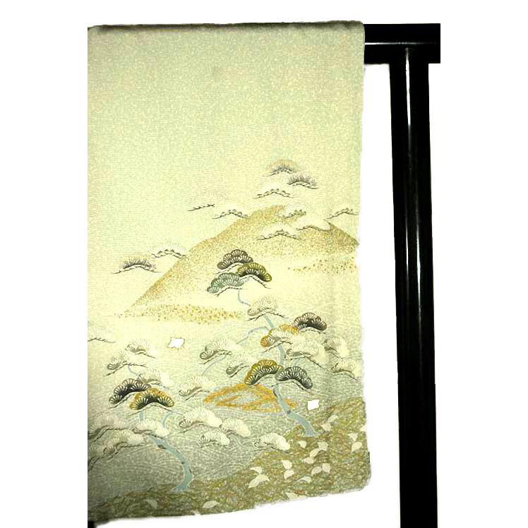 訪問着 中古 着物 送料無料 最高級 美品 作家物 暈し染め 金彩 たたき染め 庭園模様 花柄 身丈155.5ｃｍ 裄丈62.5ｃｍ 正絹 フォーマル_7