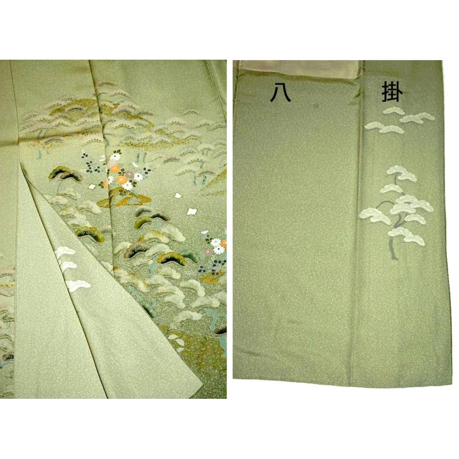 訪問着 中古 着物 送料無料 最高級 美品 作家物 暈し染め 金彩 たたき染め 庭園模様 花柄 身丈155.5ｃｍ 裄丈62.5ｃｍ 正絹 フォーマル_9