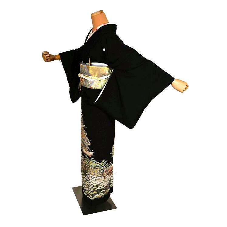 美品❇️本加賀友禅作家　杉浦伸先生 黒留袖　比翼仕立て　５つ紋　フルセット 黒留袖 中古 送料無料 最高峰 美品 次代重鎮候補 本場加賀友禅作家