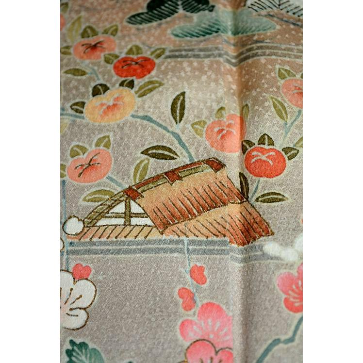 色留袖 中古 着物 最高峰 未使用品 名門上野家 四代目 上野真 二代目 上野為二 笹松梅風景 3つ紋 比翼付き 身丈身丈167cm 裄66cm_14