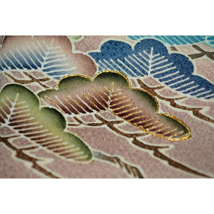 色留袖 中古 着物 最高峰 未使用品 名門上野家 四代目 上野真 二代目 上野為二 笹松梅風景 3つ紋 比翼付き 身丈身丈167cm 裄66cm_15