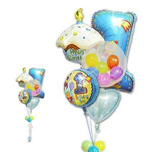 安い Boy１歳 バースデー お祝い バルーンギフト 男の子 1歳誕生日ファーストシェイプ カップケーキ ガラガラ 5バルーンセット パステル系 想像を超えての Www Muslimaidusa Org