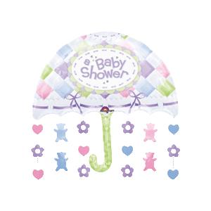 出産祝い baby showerパーティー　6月生まれに　傘のバルーンで記念撮影　出産祝ベビーシャワー ワンバルーンセット｜wac-up｜02