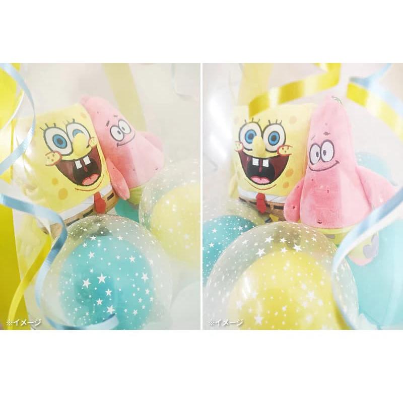 スポンジボブ 電報 結婚式 誕生日 風船 プレゼント 入学 卒業 合格 お祝い 贈り物 祝電 ぬいぐるみバルーンラッピング：選べるスポンジボブ２体入り＜星バブル＞の画像