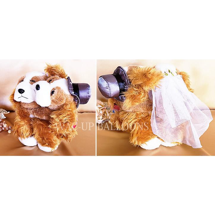 トラ うし ねずみ 犬 シュナウザー キャバリア 電報 結婚式 ぬいぐるみ ペア ぬいぐるみバルーンラッピング 選べるペア＆キス動物ウェディング