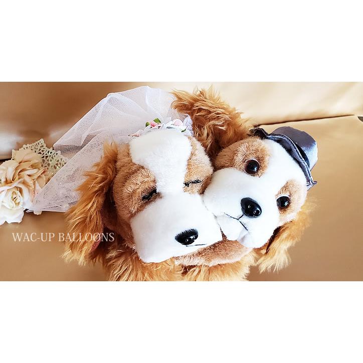 トラ うし ねずみ 犬 シュナウザー キャバリア 電報 結婚式 ぬいぐるみ ペア ぬいぐるみバルーンラッピング 選べるペア＆キス動物ウェディング