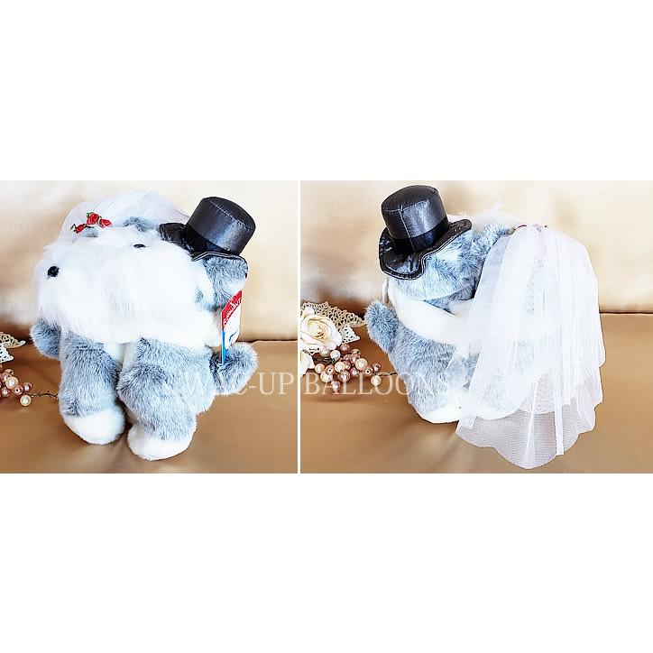 トラ うし ねずみ 犬 シュナウザー キャバリア 電報 結婚式 ぬいぐるみ ペア ぬいぐるみバルーンラッピング 選べるペア＆キス動物ウェディング