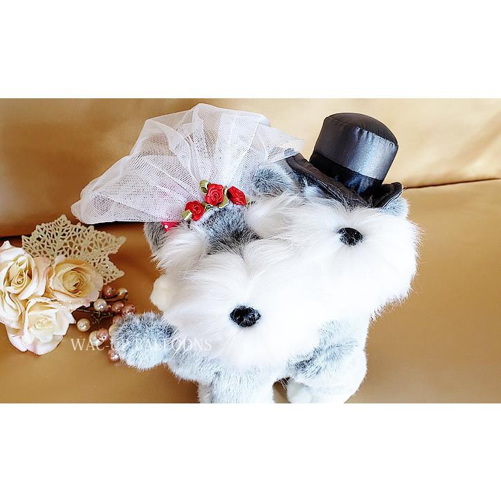 トラ うし ねずみ 犬 シュナウザー キャバリア 電報 結婚式 ぬいぐるみ ペア ぬいぐるみバルーンラッピング 選べるペア＆キス動物ウェディング