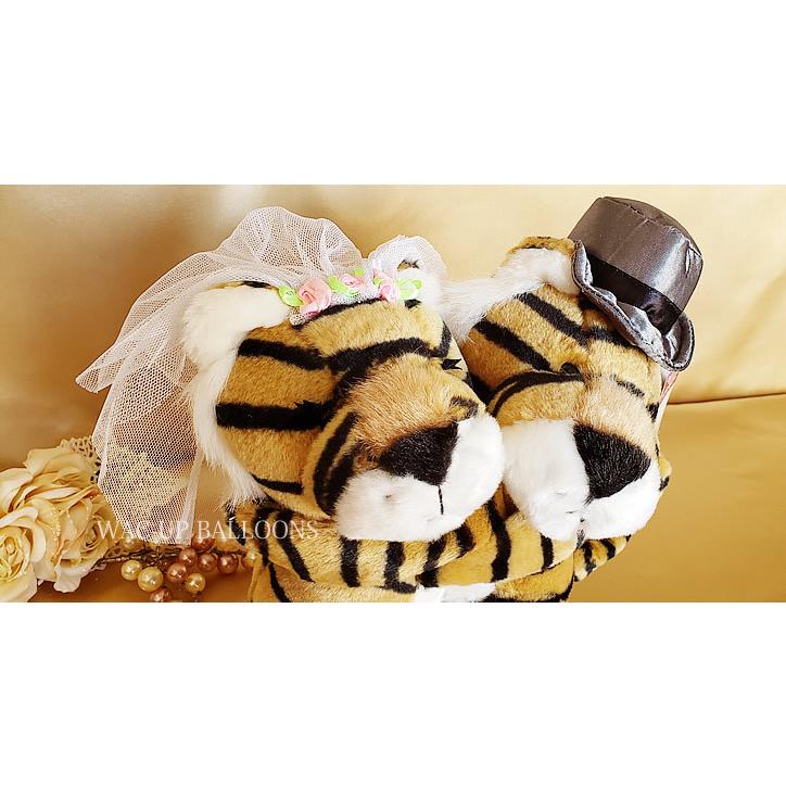 トラ うし ねずみ 犬 シュナウザー キャバリア 電報 結婚式 ぬいぐるみ ペア ぬいぐるみバルーンラッピング 選べるペア＆キス動物ウェディング