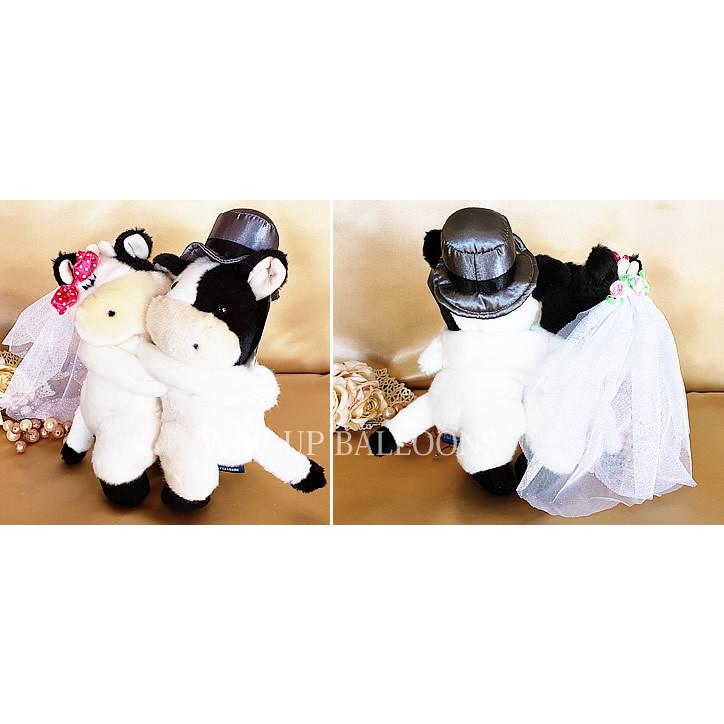 トラ うし ねずみ 犬 シュナウザー キャバリア 電報 結婚式 ぬいぐるみ ペア ぬいぐるみバルーンラッピング 選べるペア＆キス動物ウェディング
