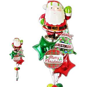 サンタ　クリスマス　プレゼント　バルーン　装飾　 XMチェック ハイサンタ&リボンツリー5バルーンセット