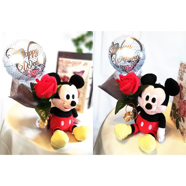 スーパーセール 誕生日 結婚式 出産祝い プレゼントバルーン電報 ディズニー プーさん ミッキー ドナルド オラフ 選べるミニバルーン 赤薔薇ローズソープフラワー付ぬいぐるみ Whitesforracialequity Org