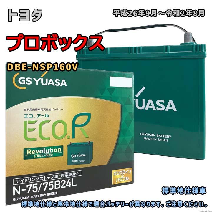 ECO.R バッテリー GSユアサ ER-N-75/75B24L トヨタ プロボックス DBE