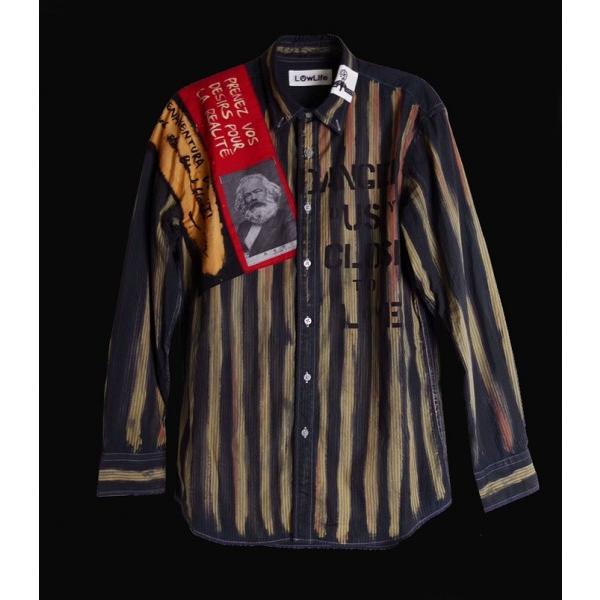 LOW LIFE(ローライフ)アナーキーシャツ グレー ハンドメイド シャツ トップス punk セックスピストルズ パンク ロック