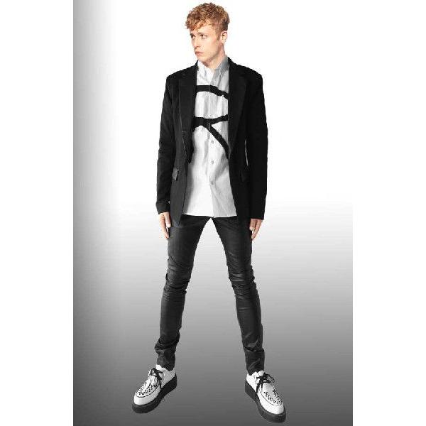 ブラックコブラ蛇 へび 柄生地にレザーペイルのアクセント テーラードジャケット ロックスタイル ロック ファッション セットアップ スーツ モード コンビ Blackcobla Jacket ストリート ロックファッションwad 通販 Yahoo ショッピング