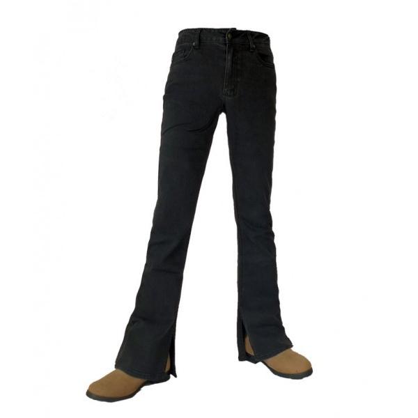 ブーツカット ベルボトム ジーンズ ダメージ 裾スリット ウォッシュ